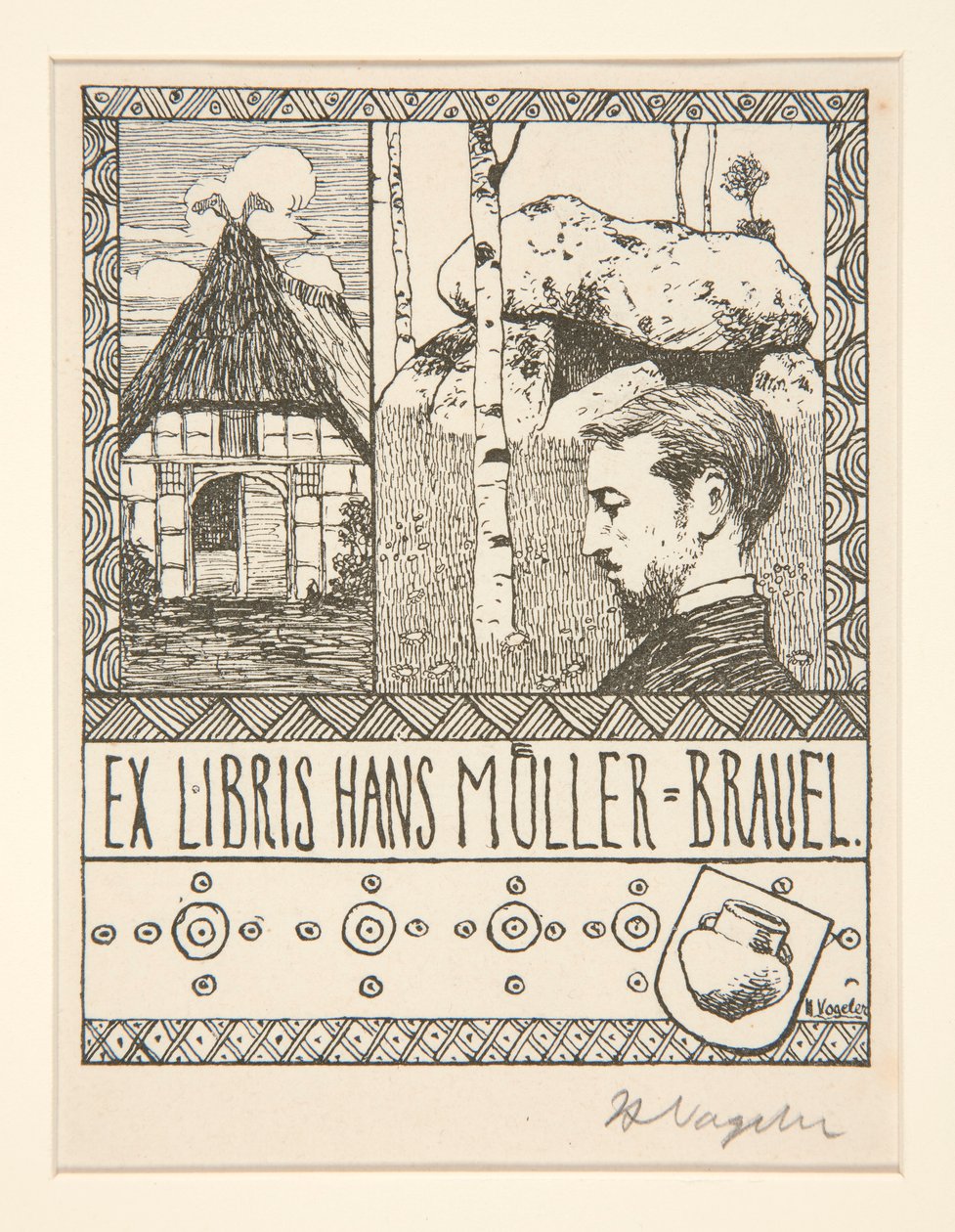 Ex Libris Hans Mueller-Blauel von Heinrich Vogeler
