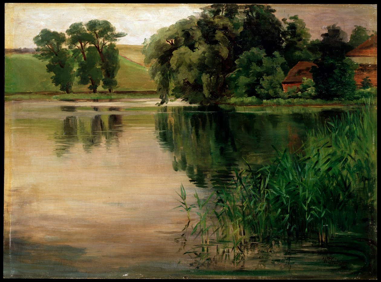 An einem Teich, ca. 1870-1900. Deutsche Malerei von Heinrich Wilhelm Trübner