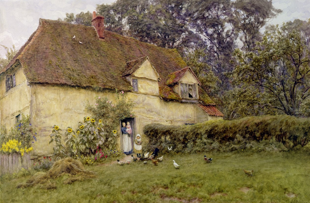 Füttern der Hühner von Helen Allingham