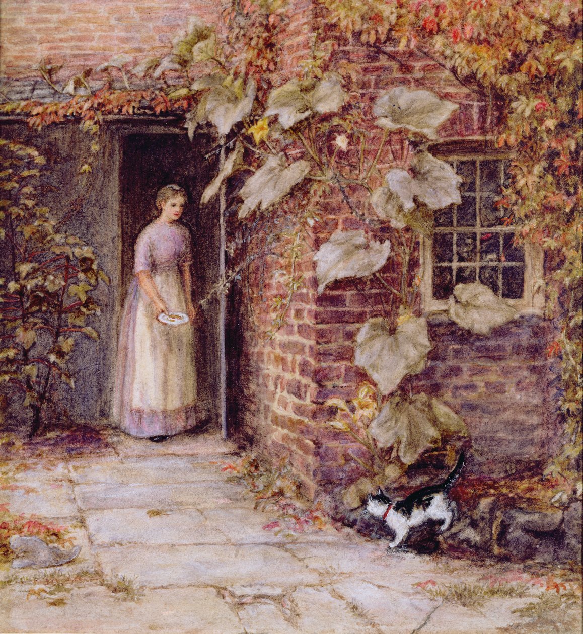 Das Kätzchen füttern von Helen Allingham