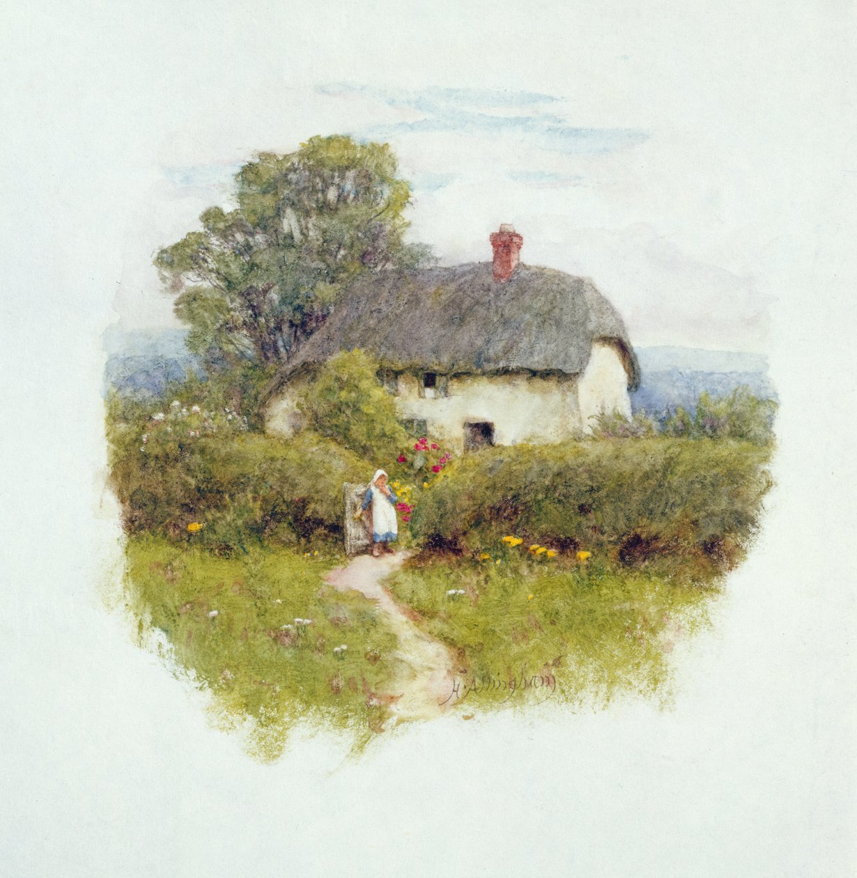 Junges Mädchen am Hüttentor von Helen Allingham