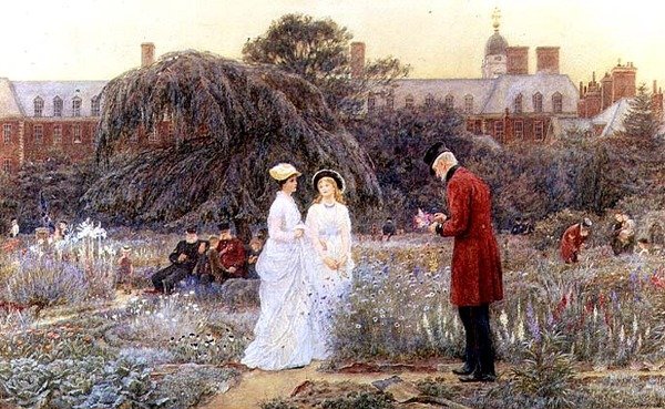 Der Garten der alten Männer, Chelsea Hospital von Helen Allingham