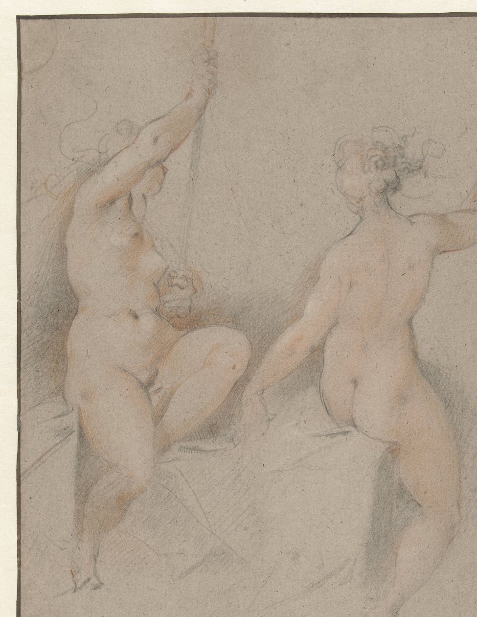 Zwei sitzende weibliche Akte von Hendrick Goltzius (follower of)