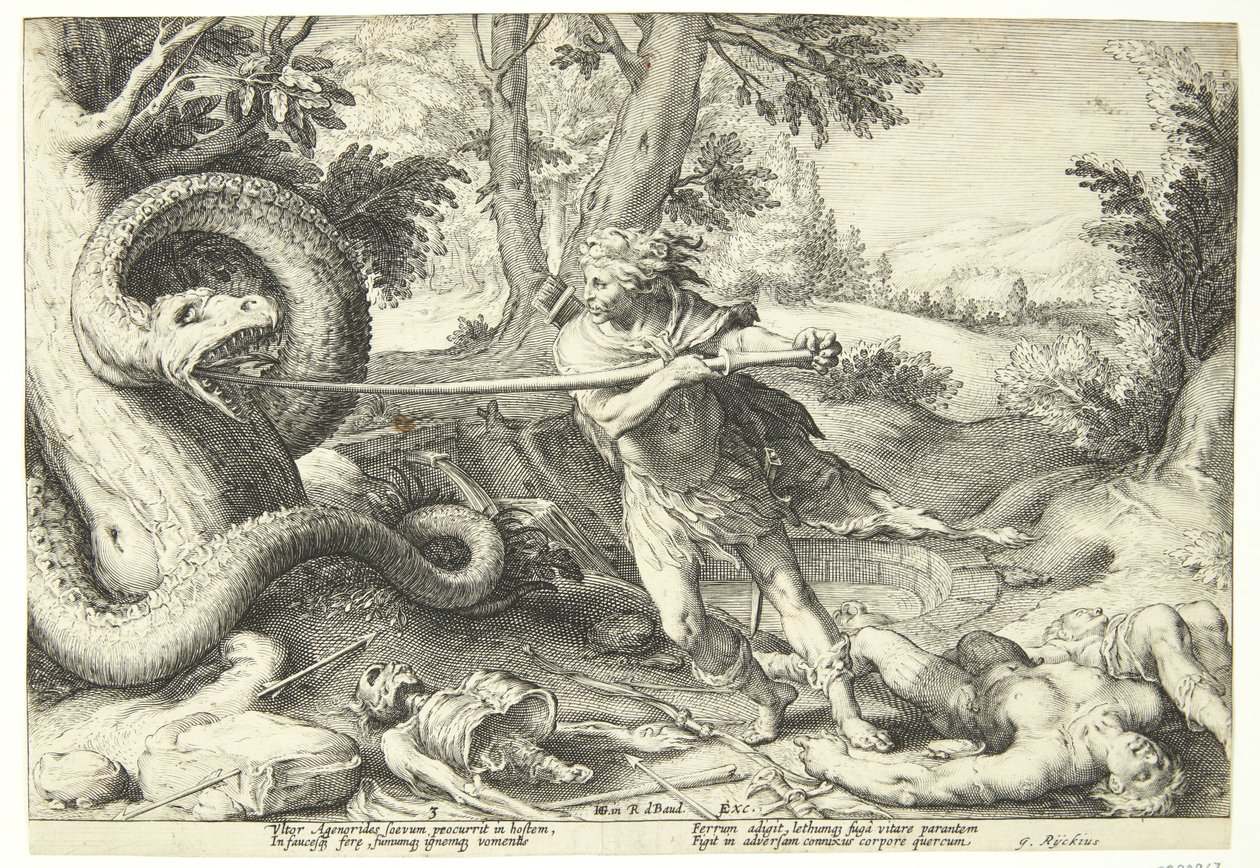 Kadmos tötet den Drachen von Hendrick Goltzius