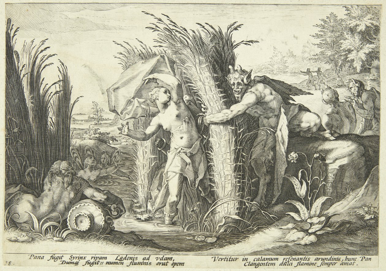 Pan und Syrinx von Hendrick Goltzius