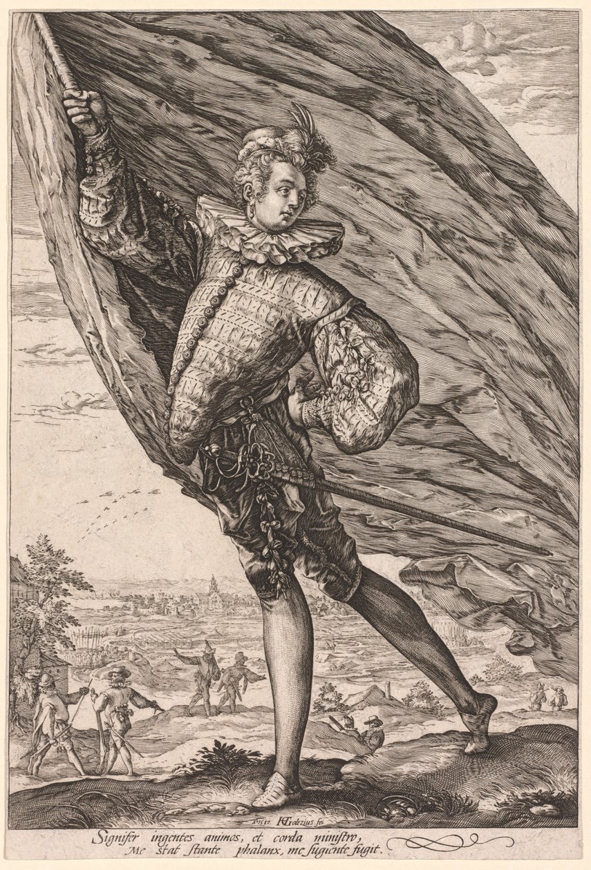 Der Fahnenträger, nach links gewandt von Hendrick Goltzius