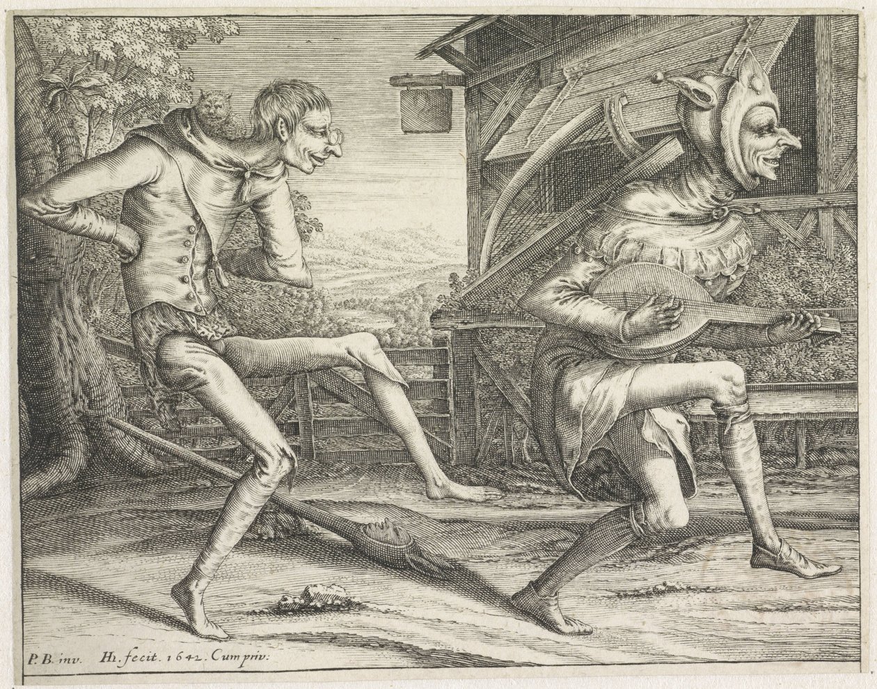 Zwei tanzende Narren von Hendrick Hondius (I)