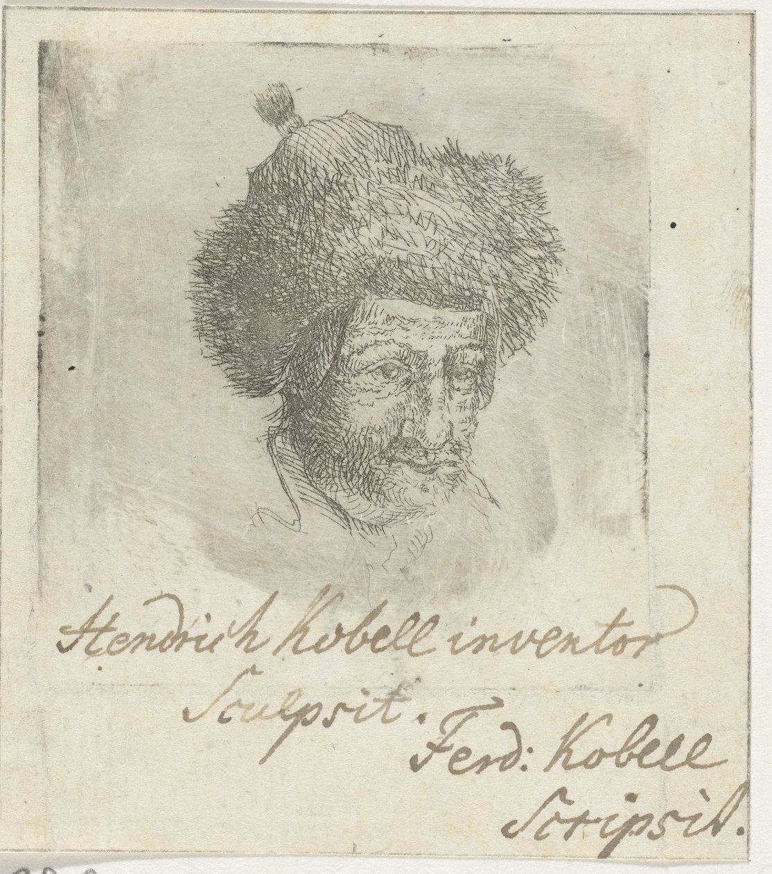 Männerkopf mit Pelzmütze von Hendrik Kobell