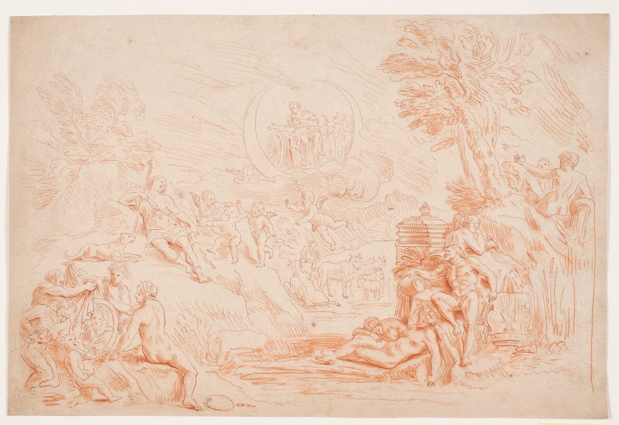 Landschaft mit allegorischen Figuren von Hendrik Krock