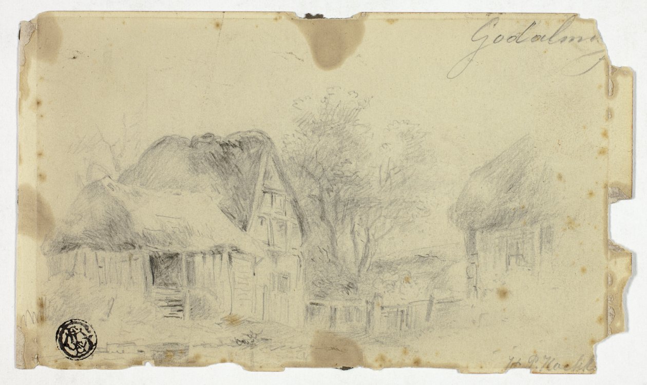 Haus mit Strohdach von Hendrik Pieter Koekkoek
