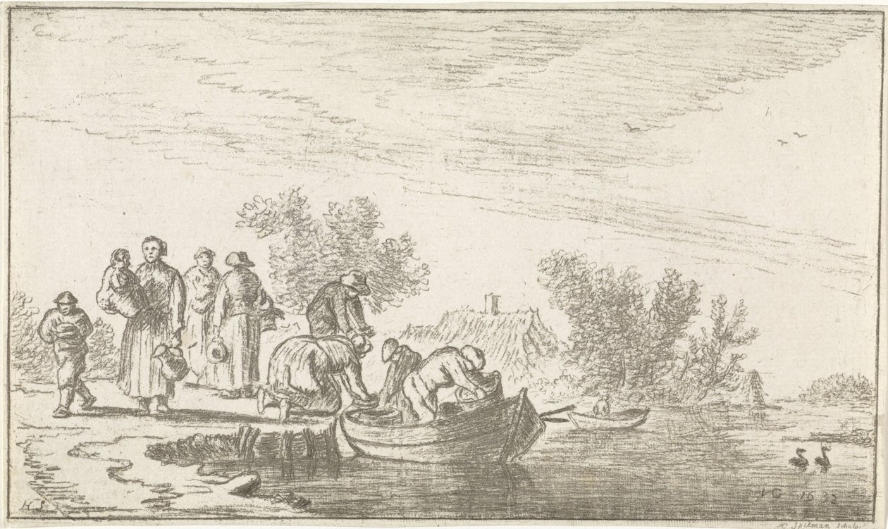 Flussansicht mit festgemachtem Ruderboot von Hendrik Spilman