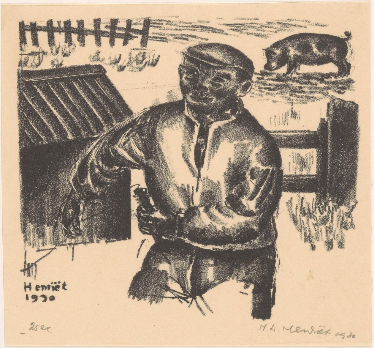 Bauer bei einer Scheune von Henk Henriët