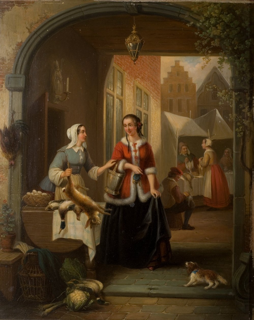 Niederländische Marktszene von Henri Joseph Gommarus Carpentero