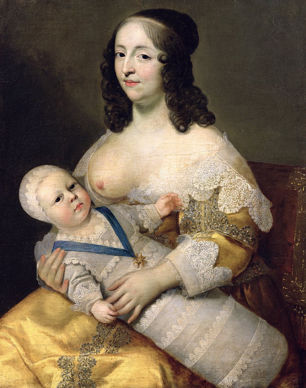 Der Dauphin Louis von Frankreich (1638-1715) und seine Amme, Dame Longuet de la Giraudiere, ca. 1638 von Charles Beaubrun