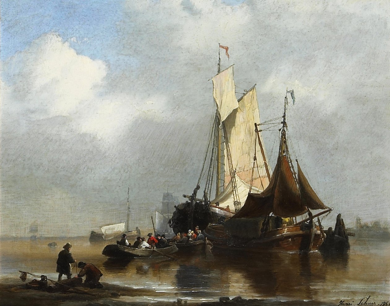 Schiffe in einem Hafen von Henri Adolphe Schaep