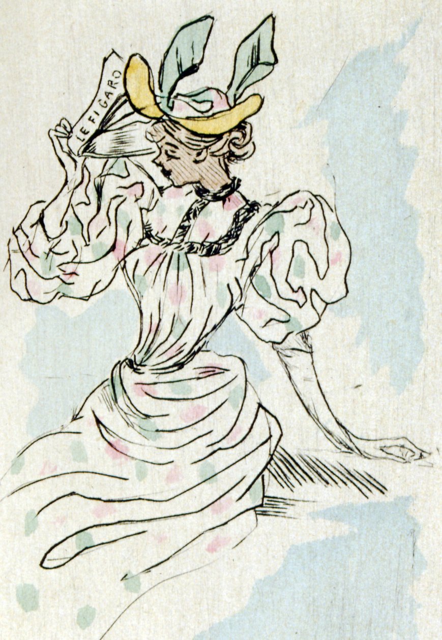 Eine Frau hält eine Zeitung von Henri Boutet