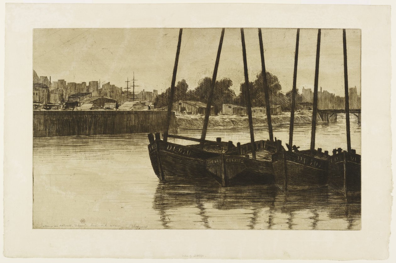 Boote im Trockendock, Dieppe von Henri Charles Guérard