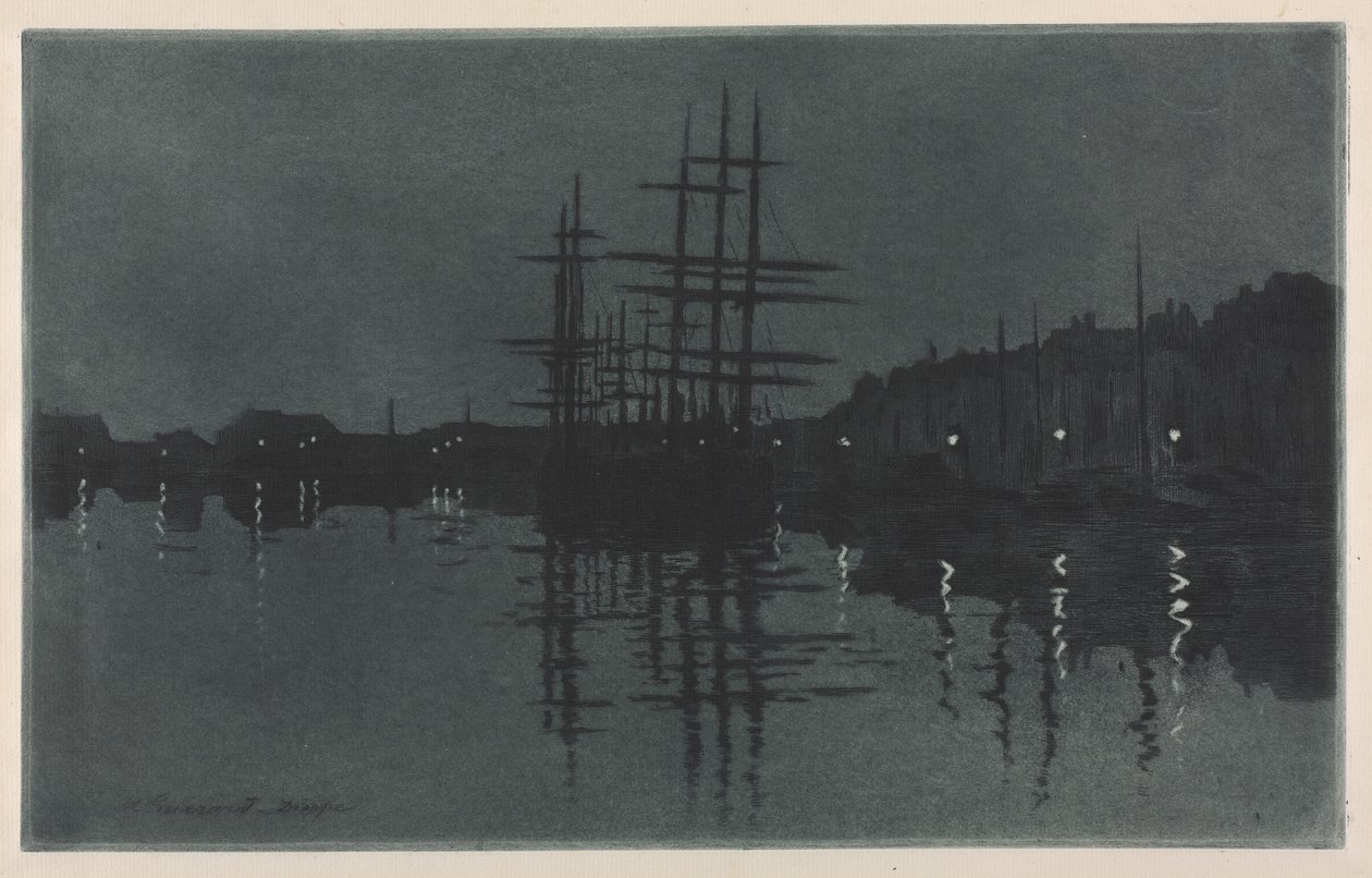 Mondschein in Dieppe von Henri Charles Guérard