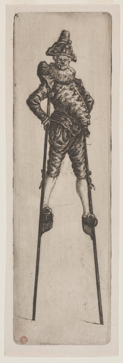 Punchinello auf Stelzen, ca. 1888 von Henri Charles Guérard