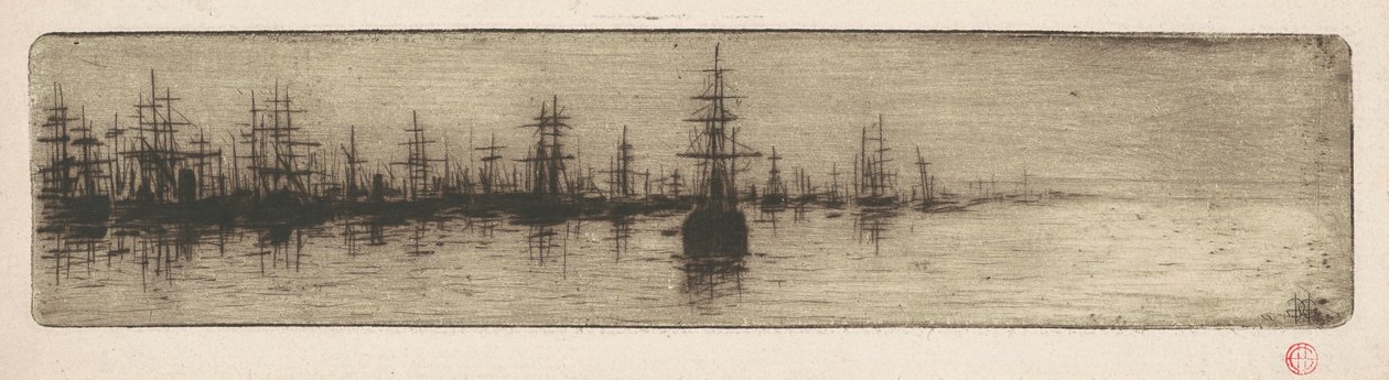Hohe Schiffe im Hafen von Henri Charles Guérard