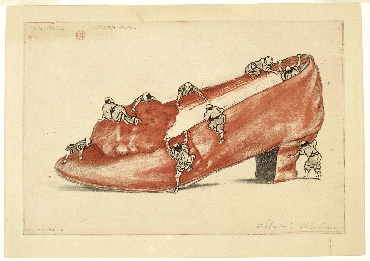 Der Angriff des Schuhs, 1888 von Henri Charles Guérard