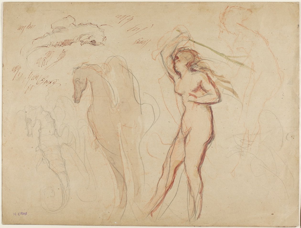 Blatt mit Studien von Henri Cros