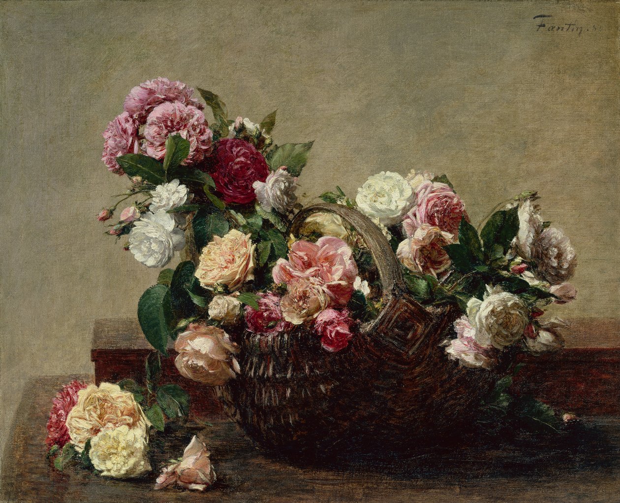 Korb mit Rosen von Ignace Henri Jean Fantin Latour