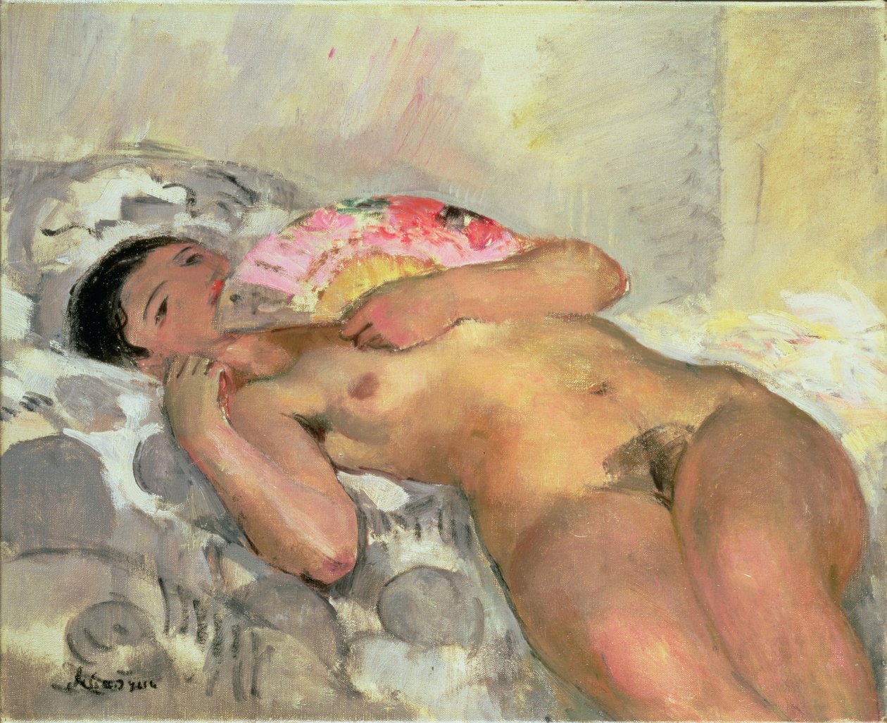 Nackte Frau mit einem Fächer von Henri Lebasque