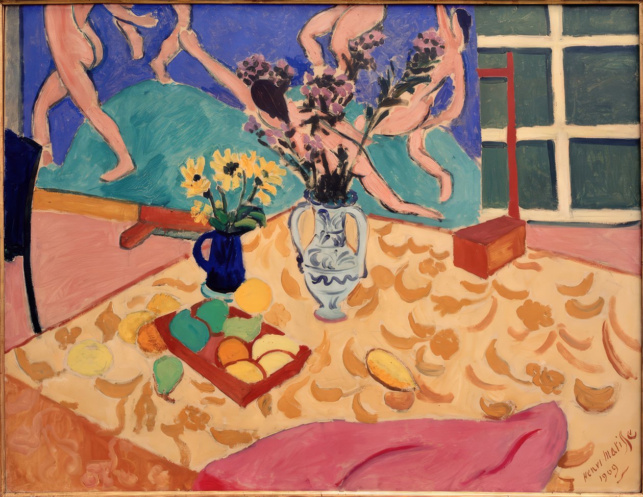 Früchte, Blumen mit dem Bild Der Tanz von Henri Matisse