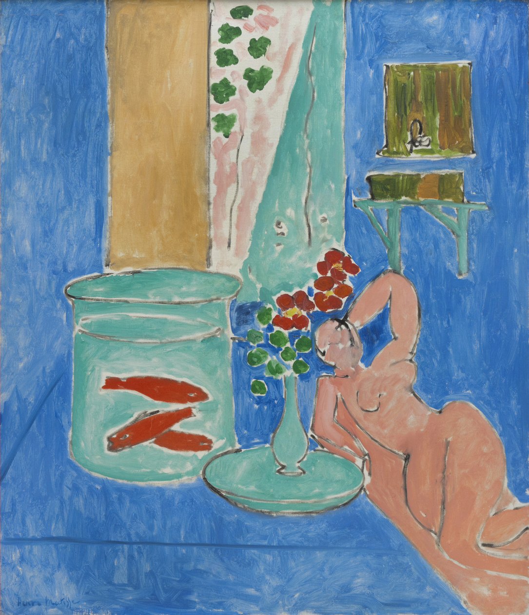 Goldfische und Skulptur von Henri Matisse