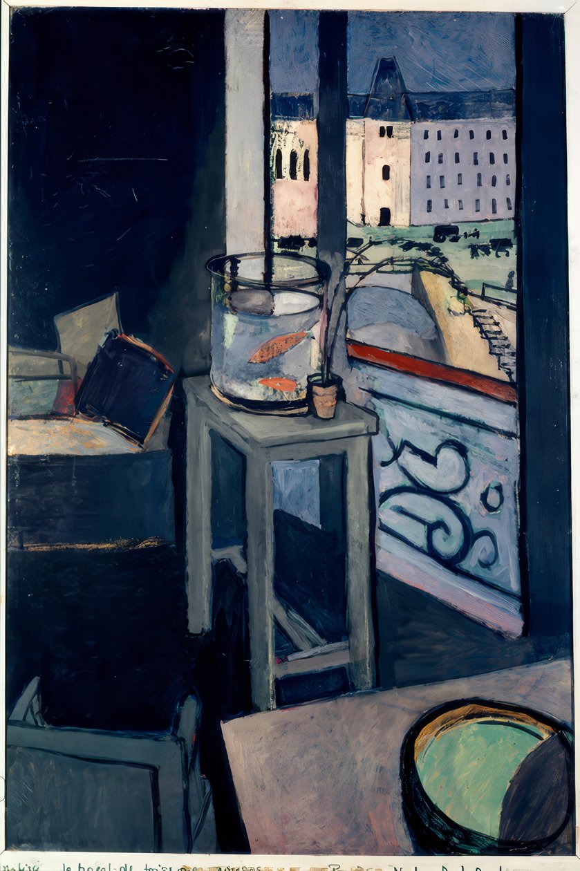 Innenraum, Glas mit Goldfischen von Henri Matisse