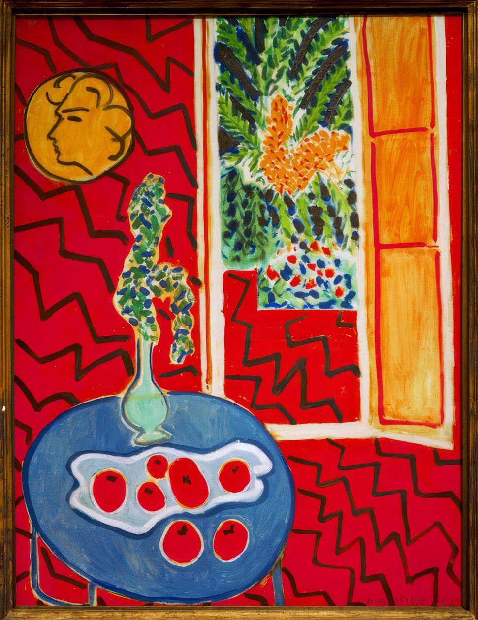 Rotes Interieur, Stillleben auf blauem Tisch von Henri Matisse