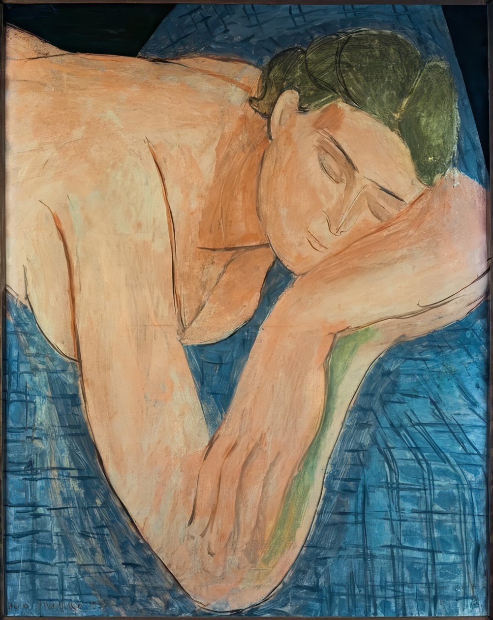 Der Traum (Figur schlafend auf blauem Grund) von Henri Matisse