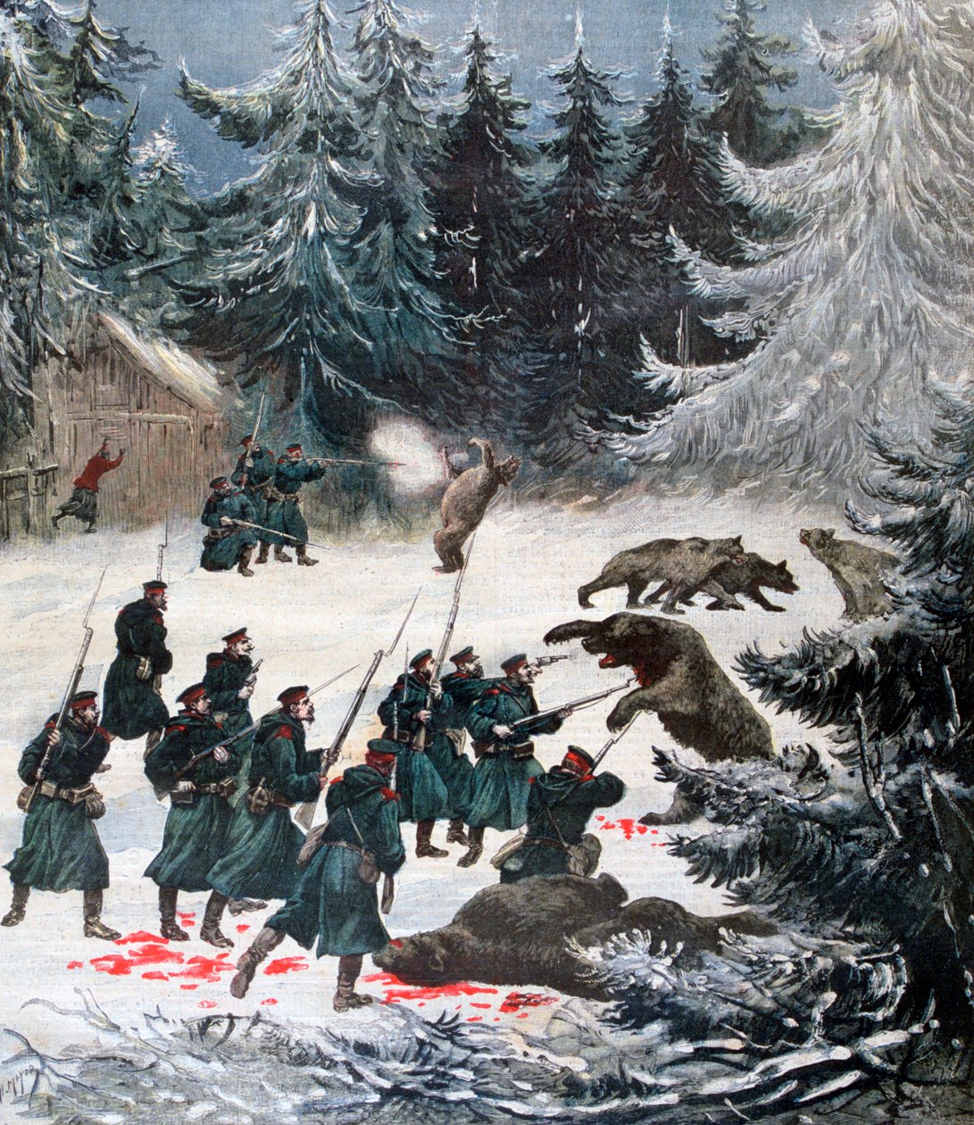 Bärenangriff, Russland, 1892 von Henri Meyer