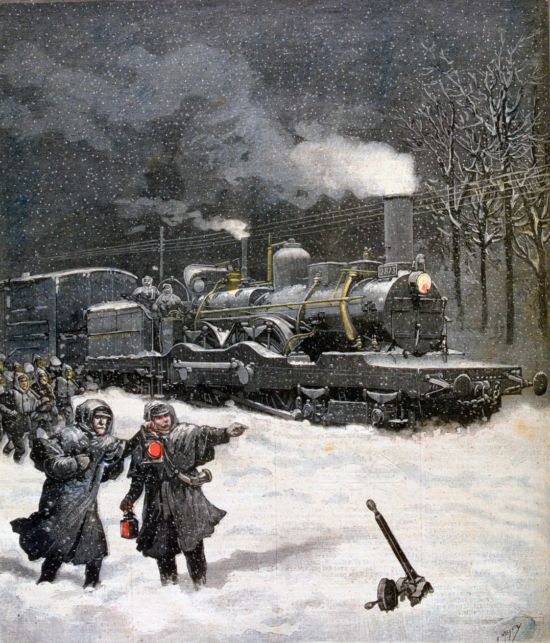 Zug blockiert durch Schnee, Frankreich, 1892 von Henri Meyer