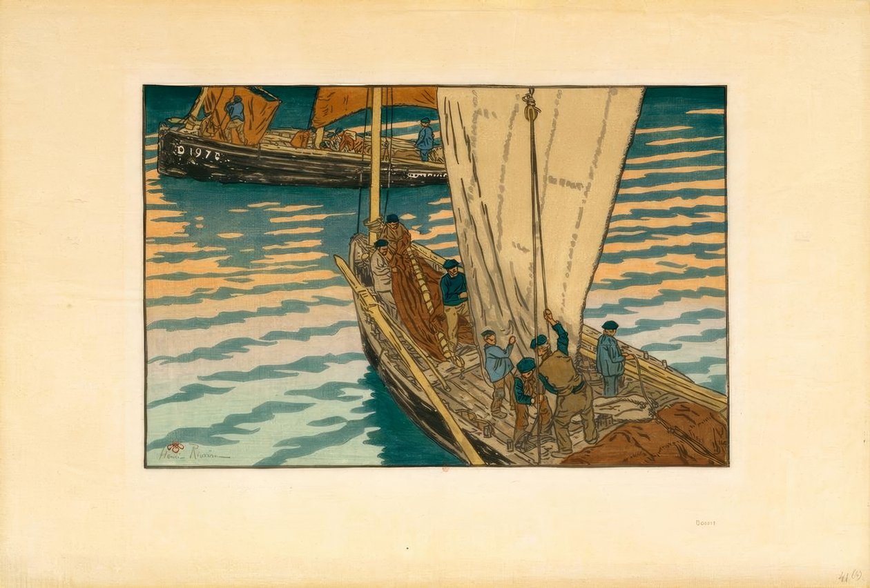 Départ de sardiniers à Tréboul von Henri Rivière
