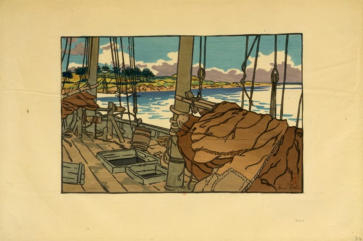 Hummerfischer an der Mündung des Trieux (Loguivy) von Henri Rivière