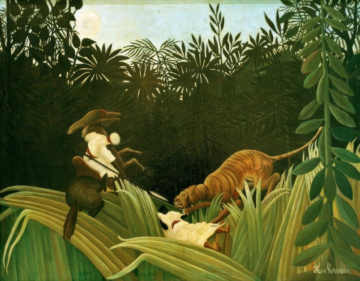 Späher von einem Tiger angegriffen von Henri Rousseau