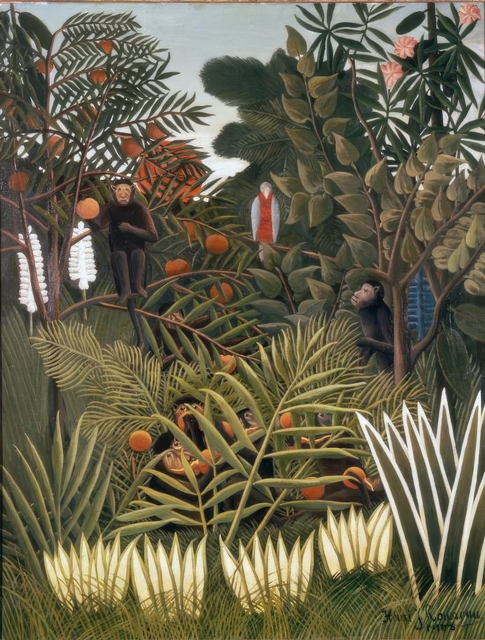 Exotische Landschaft mit Affen und einem Papagei von Henri Rousseau
