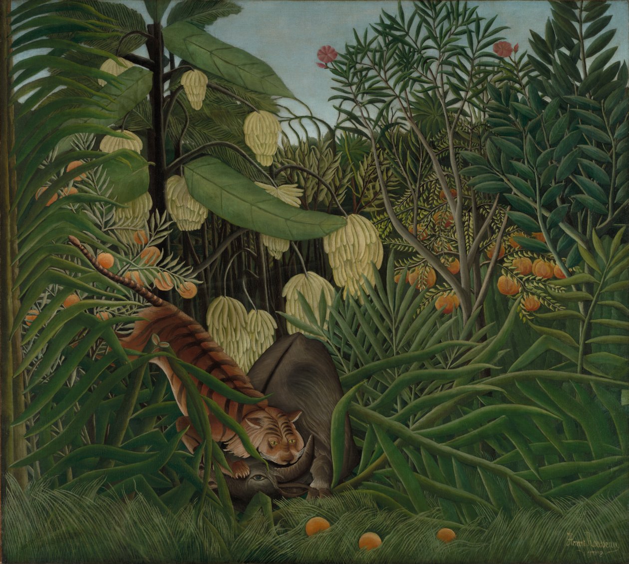 Kampf zwischen einem Tiger und einem Büffel von Henri Rousseau