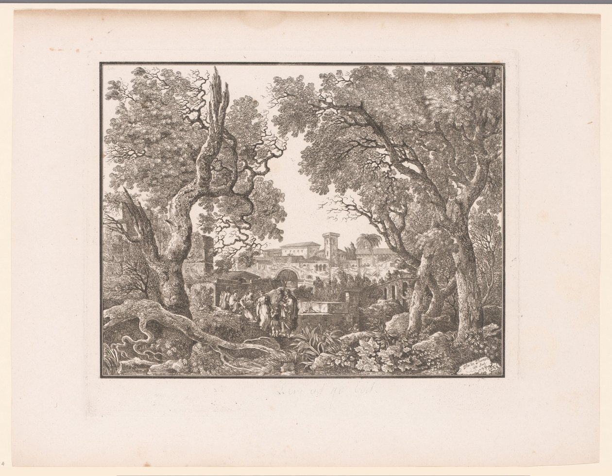 Landschaft mit einer Stadt im Hintergrund von Henri Thomann