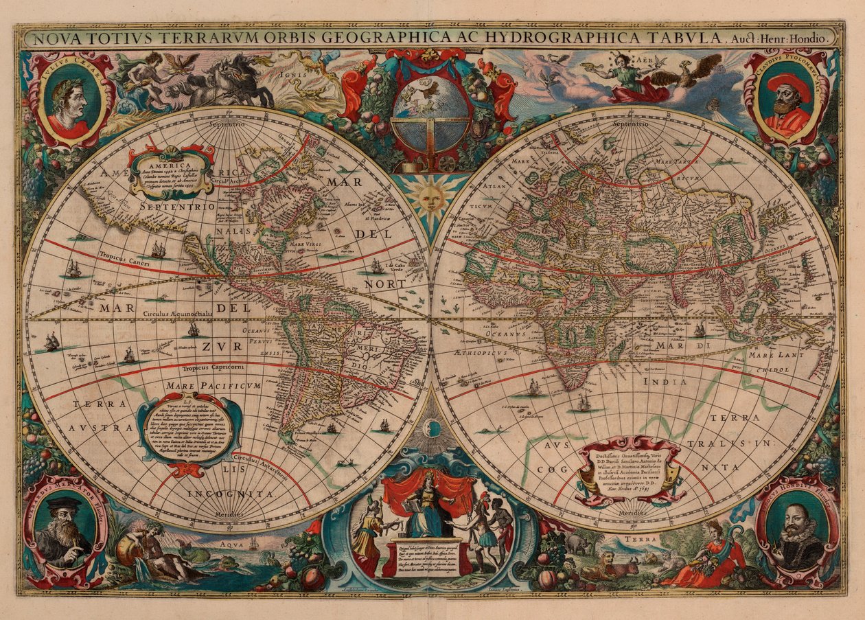 Nova Totius Terrarum Orbis Geographica ac Hydrographica Tabula von Henricus Hondius II