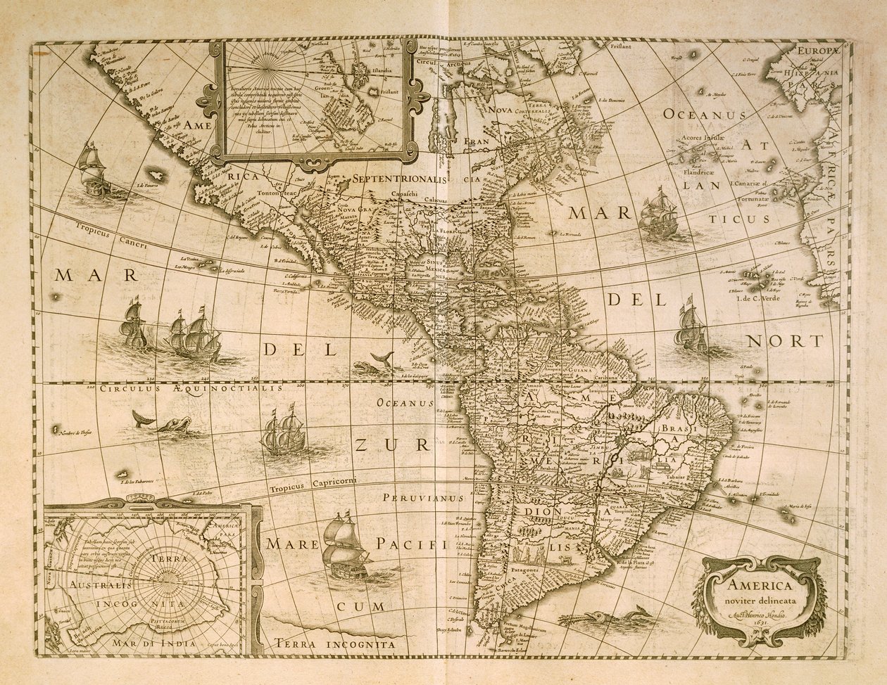Karte von Amerika von Henricus Hondius von Henricus Hondius