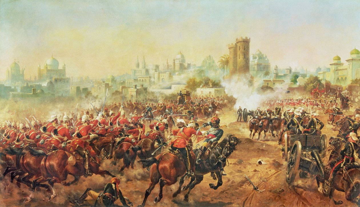 Angriff der Queens Bays gegen die Meuterer in Lucknow, 6. März 1858 von Henry A. Payne