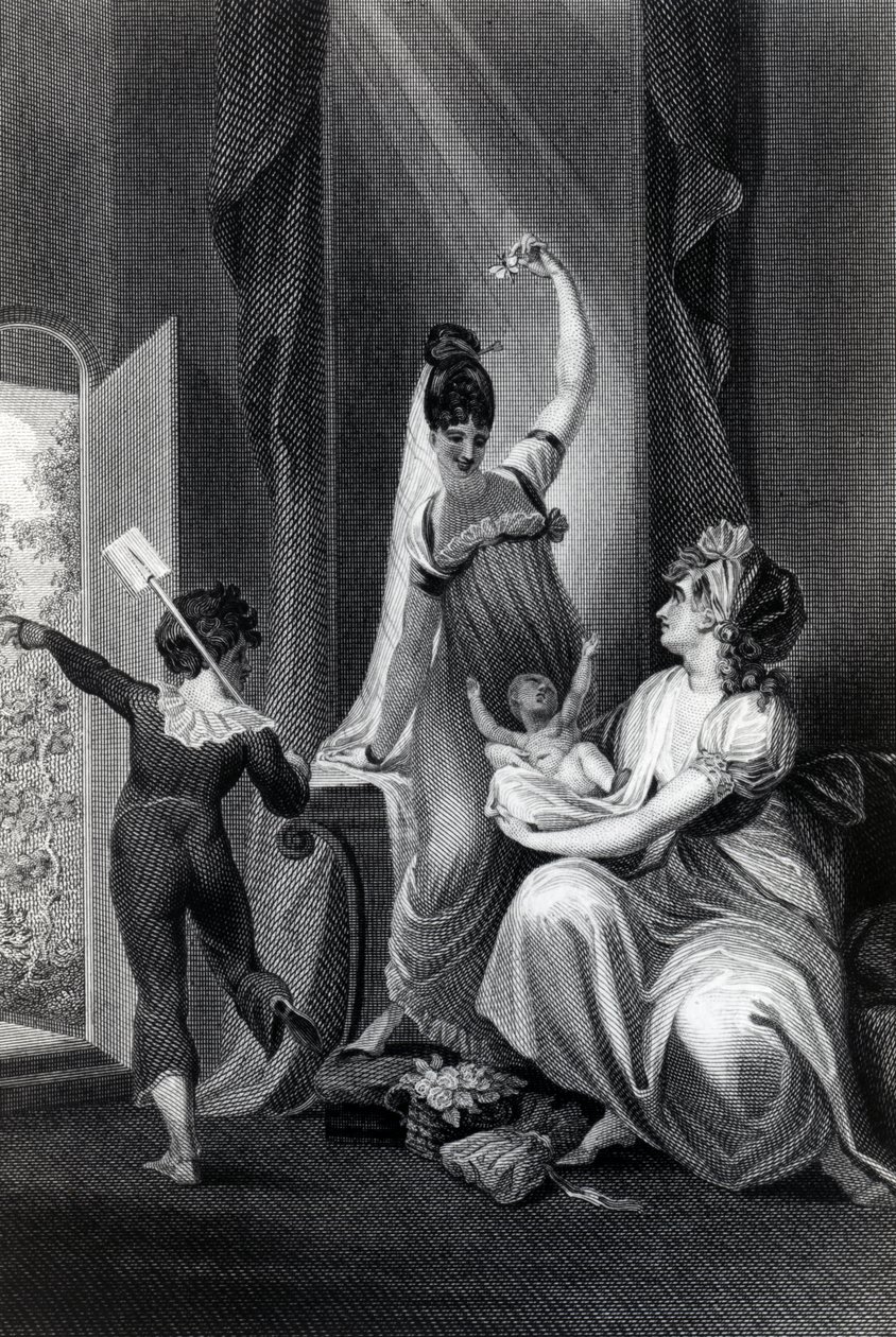 Eine Mutter mit ihrer Familie auf dem Land, graviert von Richard Rhodes von Johann Heinrich Füssli