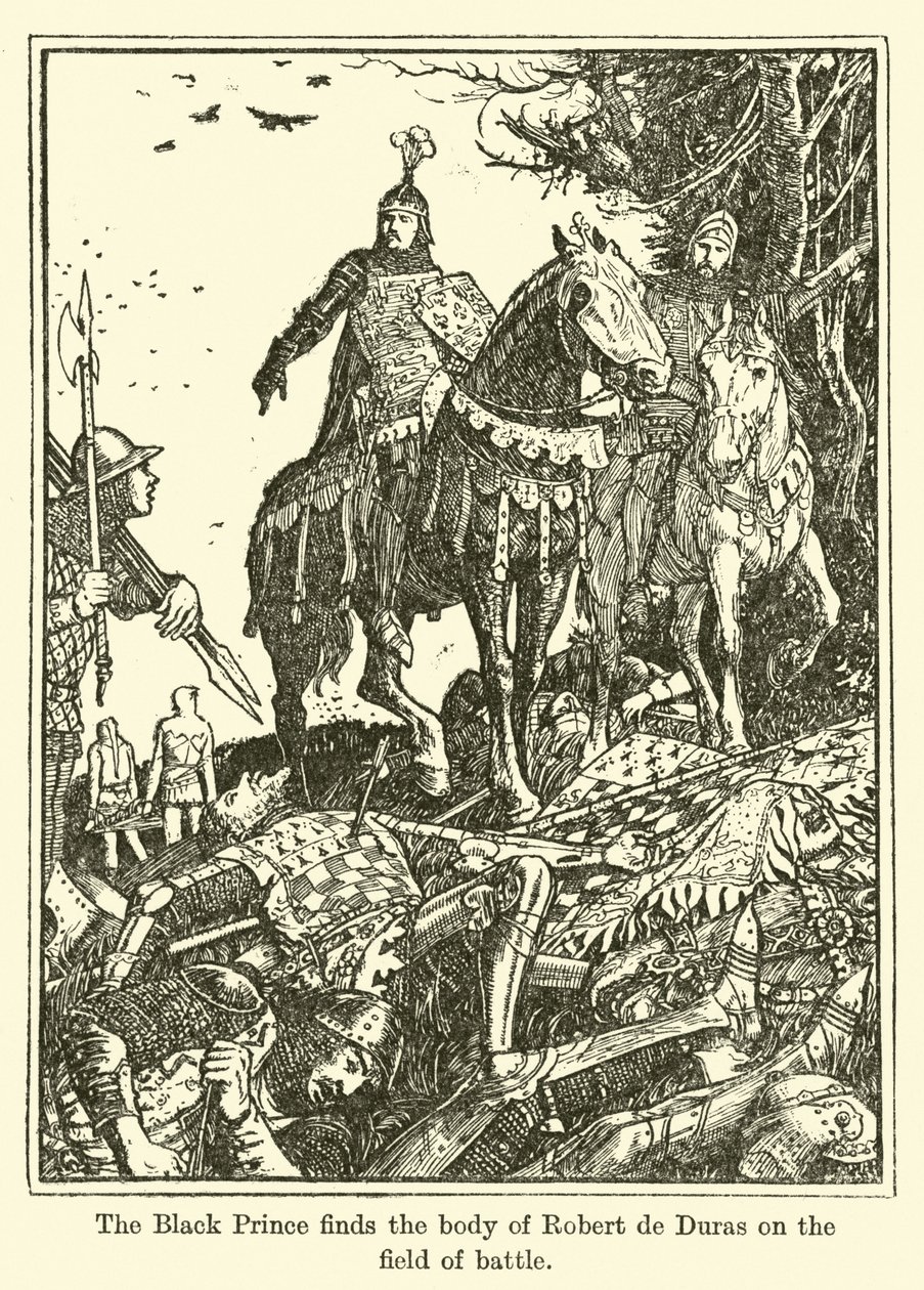 Der Schwarze Prinz findet den Körper von Robert de Duras auf dem Schlachtfeld von Henry Justice Ford