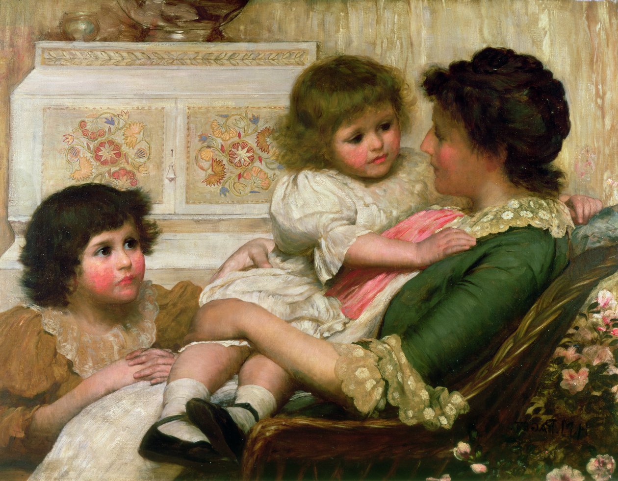 Die Frau des Künstlers und ihre zwei Töchter von Henry Marriott Paget