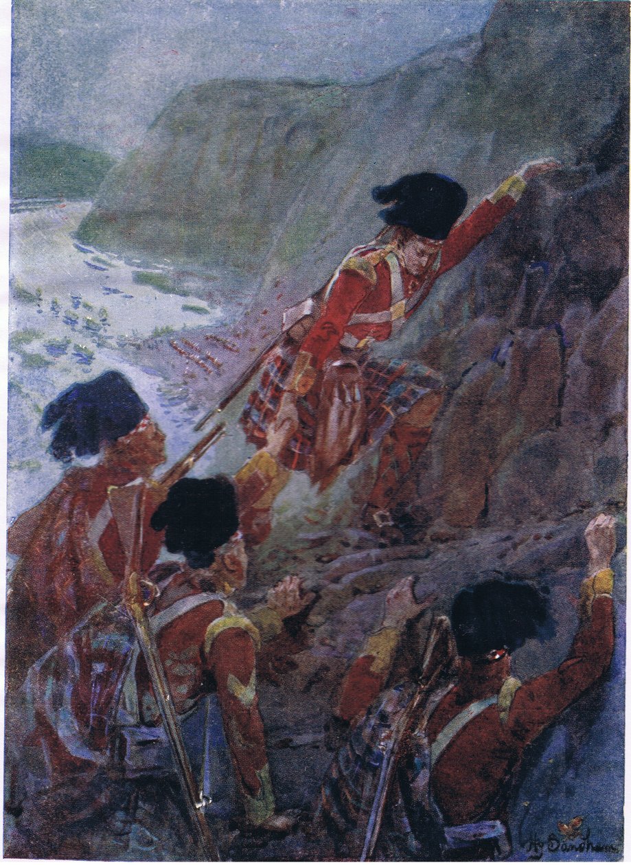 Wolfes Armee erklimmt die Klippen von Quebec 1759, ca. 1920 von Henry Sandham