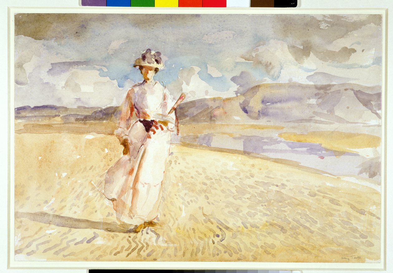 Frau, die auf dem Sand geht von Henry Tonks