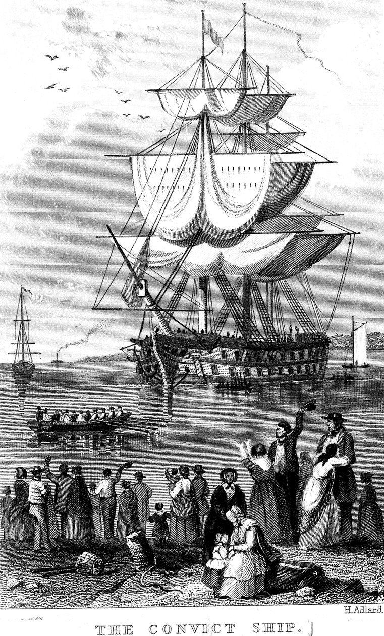 Das Sträflingsschiff, ca. 1820 von Henry Adlard
